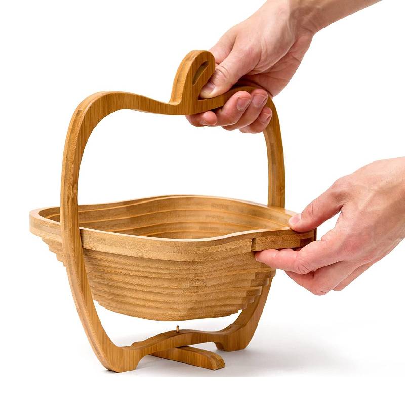 Panier à Fruits en Bois Décoratif Pliable en forme De Pomme