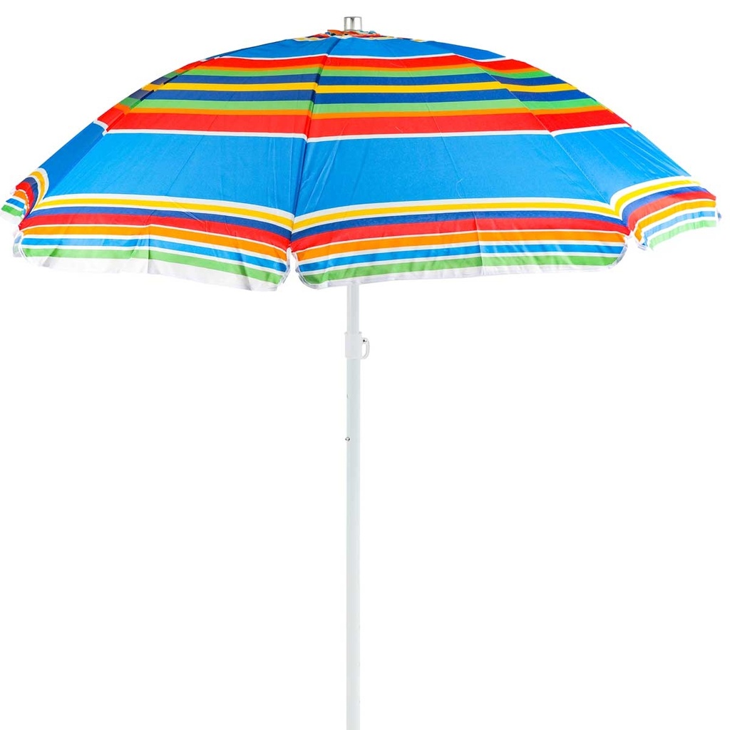 Parasol de plage en tissue anti UV - Hauteur réglable- 180 cm - Multicolore
