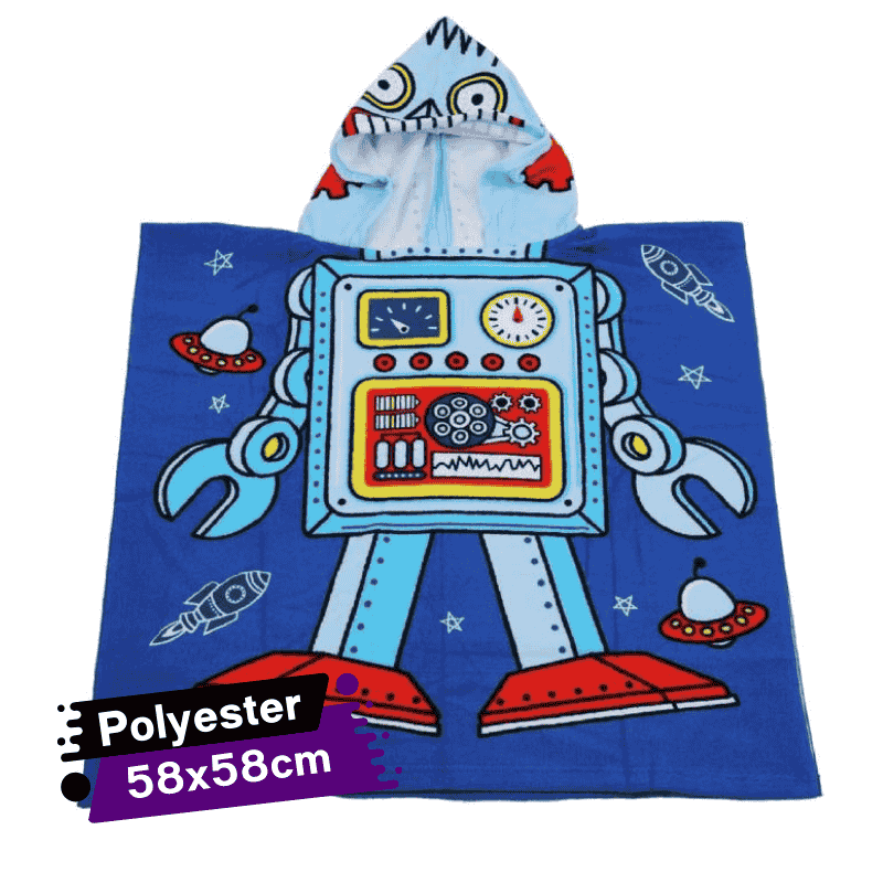[CB2877-2GO-Motif 1] Cape de Bain à Capuche pour Plage en Polyester-Poncho - 58x58cm (Motif 1)