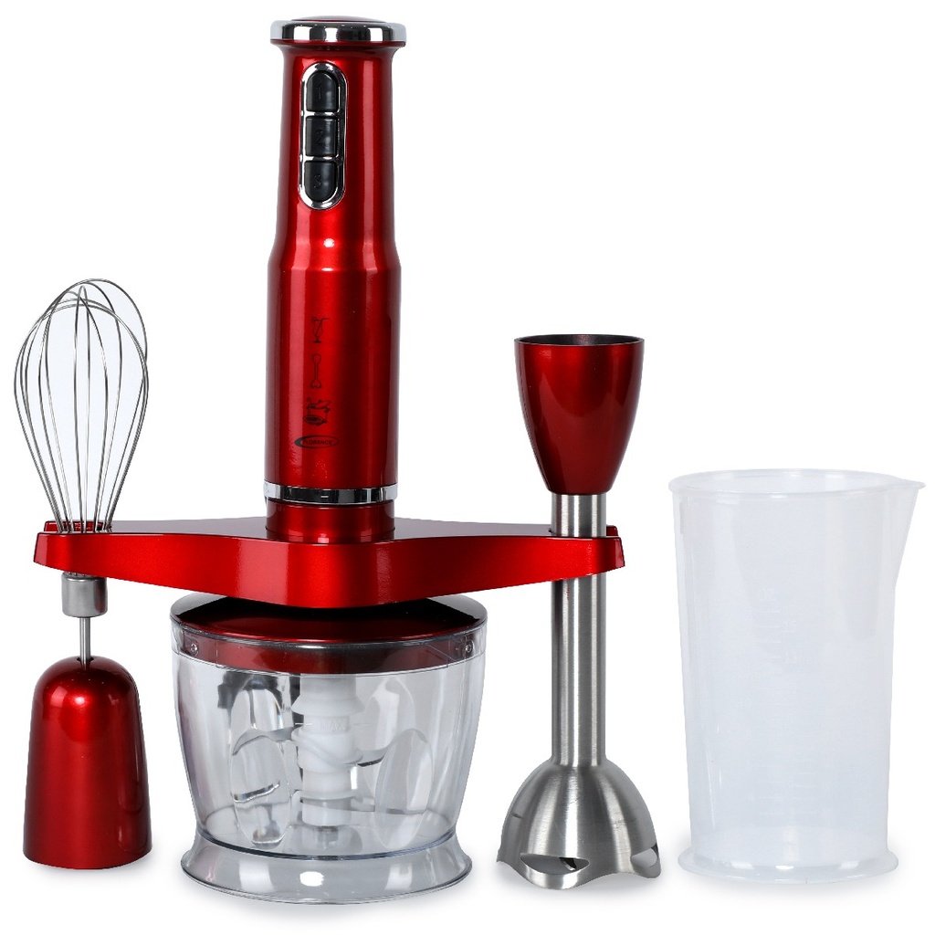[M-HK335GO-Rouge] Mixeur Plongeant Multifonctions 3 En 1 FLORENCE  600W 500Ml (Rouge)