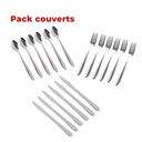 Pack couverts Fourchette + Couteau + Cuillère de table inox 18 pièces