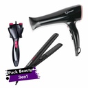 Pack Beauty:  Twist Secret Appareil à Torsades Cheveux,  Sèche Cheveux 2200W Topmatic et  Fer à lisser plaque cheveux Topmatic- 43W