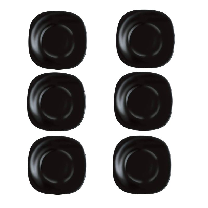 Lot de 6 Assiettes À Dessert Noir LUMINARC CARINE 19 Cm