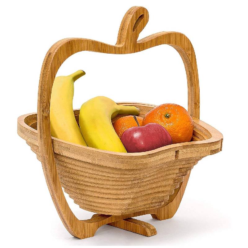 Panier à Fruits en Bois Décoratif Pliable en forme De Pomme