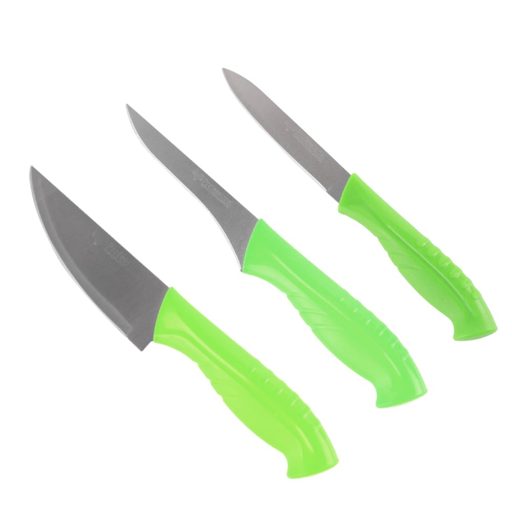 Lot 3 Couteaux de Chef cuisine Professionnel Acier Inoxydable M1 Vert