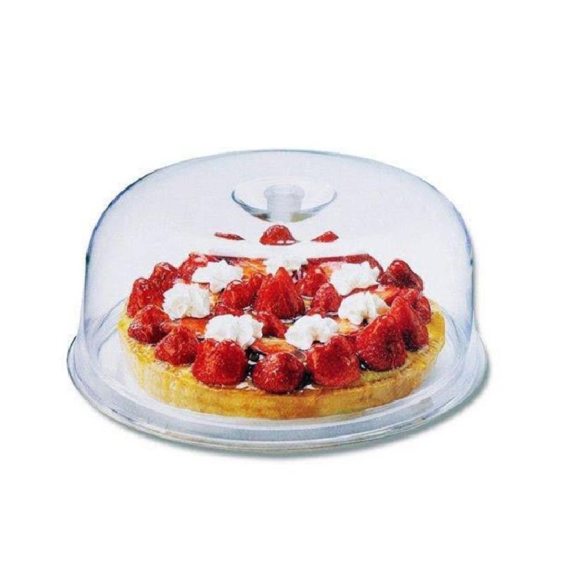 Plat À Gâteau En Verre Transparent Avec Cloche En Plastique BORMIOLI ROCCO  28 Cm