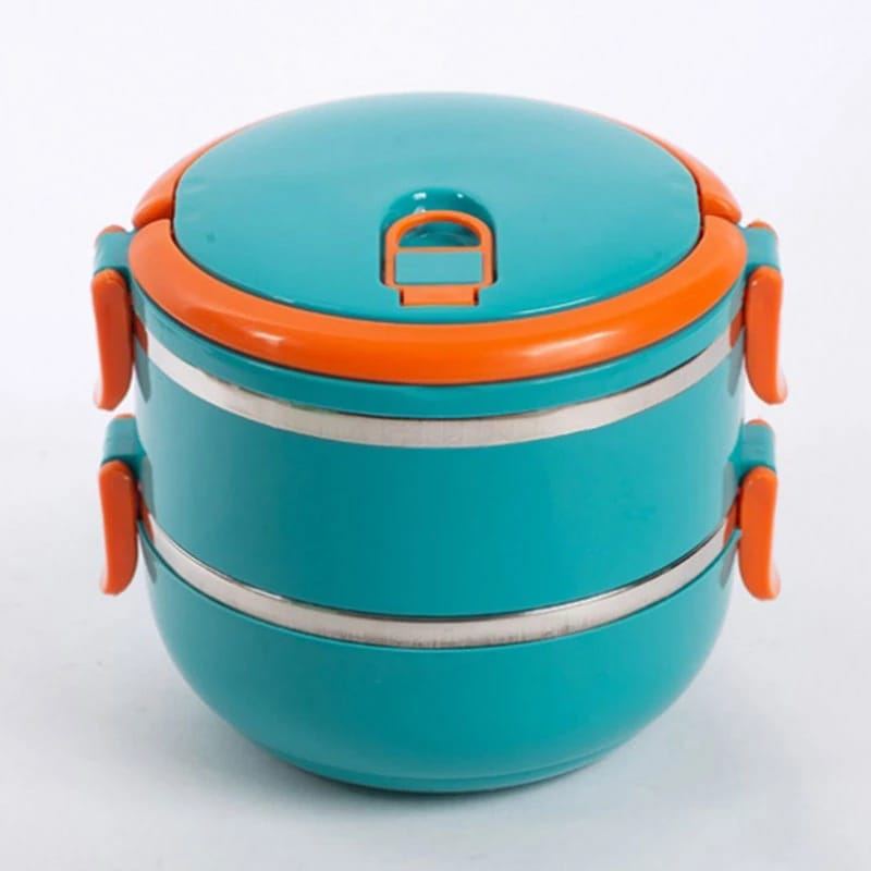 [LB1400GO-Vert] Conteneur Alimentaire Lunch Box 2 Niveaux 1400 Ml (Vert)
