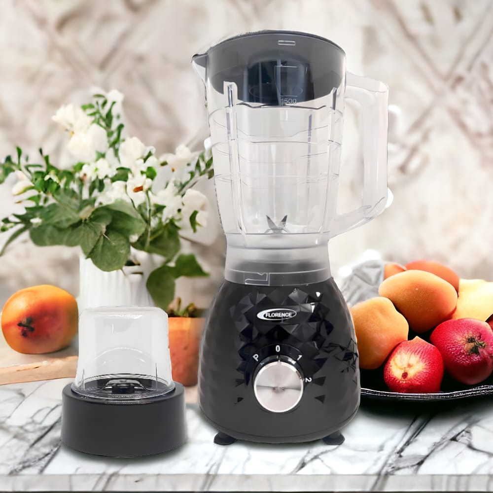 [BL820GO-Noir-Noir] Blender Electrique Florence 2en1-1000W 1.5L avec Moulin à Épices (Noir-Noir)