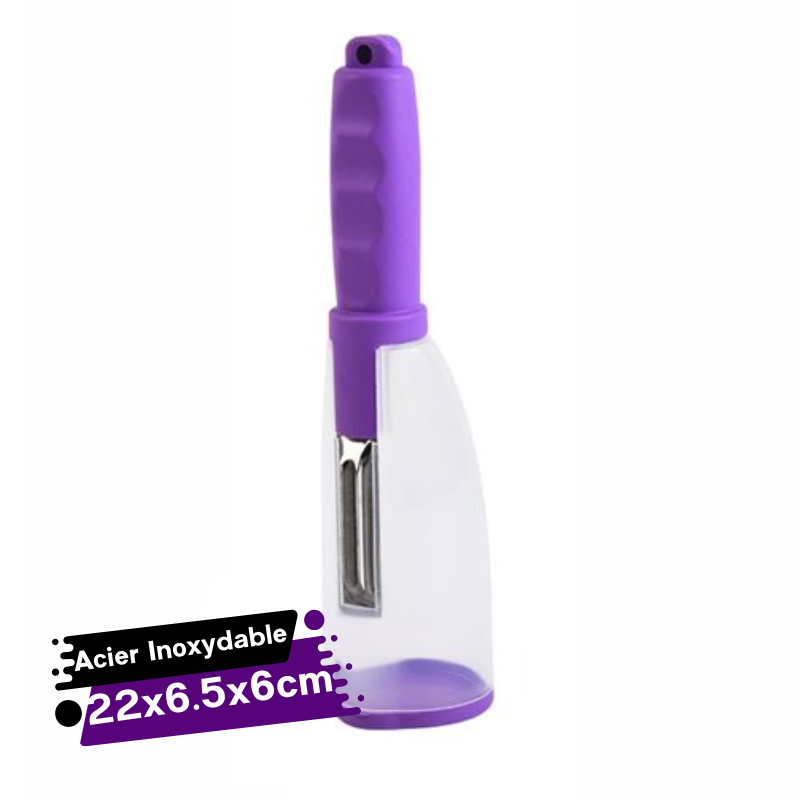 Couteau à Éplucher en Acier Inoxydable avec Boîte de Rangement-violet