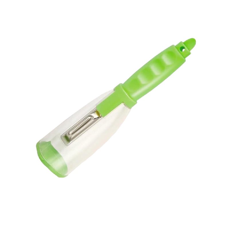 Couteau à  Éplucher en Acier Inoxydable, avec Boîte de Rangement en plastique en Vert