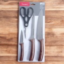 TUOMEI Série 3 Couteaux et Ciseaux R-12 (Marron )