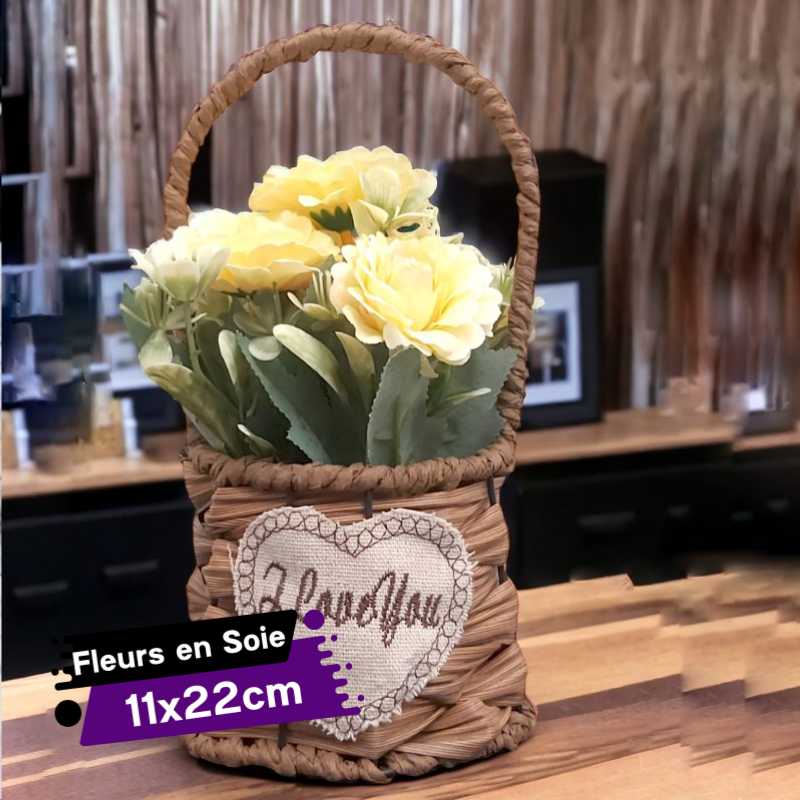 Panier Florale Artificiel avec des Fleurs Jaune