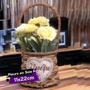 Panier Florale Artificiel avec des Fleurs Jaune