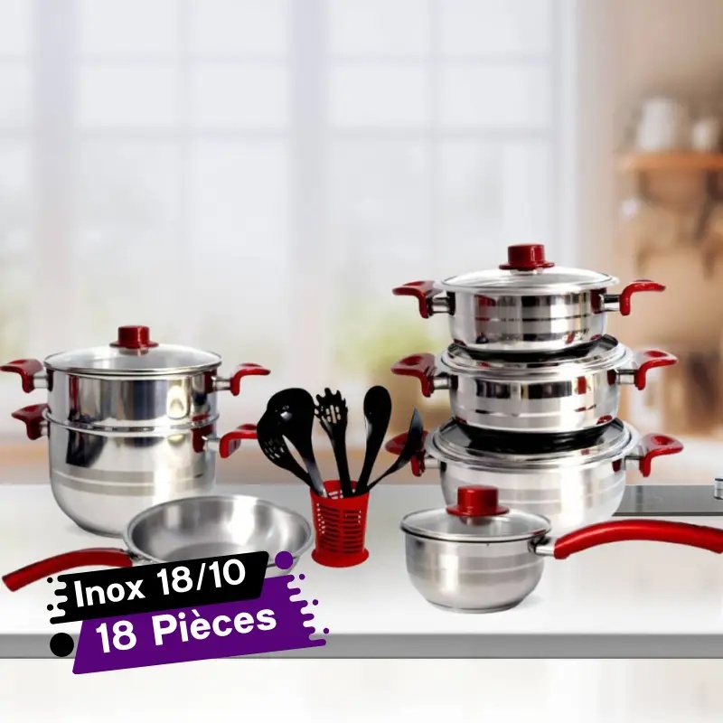 Ensemble De Batteries De Cuisine Inox 18 Pièces 18/10 Royal COOK