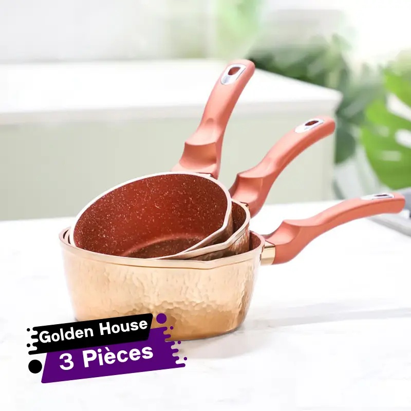 Set De 3 Casseroles Golden House Granite 16cm/18 cm /20 cm