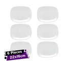 Lot De 6 Plates Rectangulaire Bormioli-Rocco Parma 22 x 16 cm