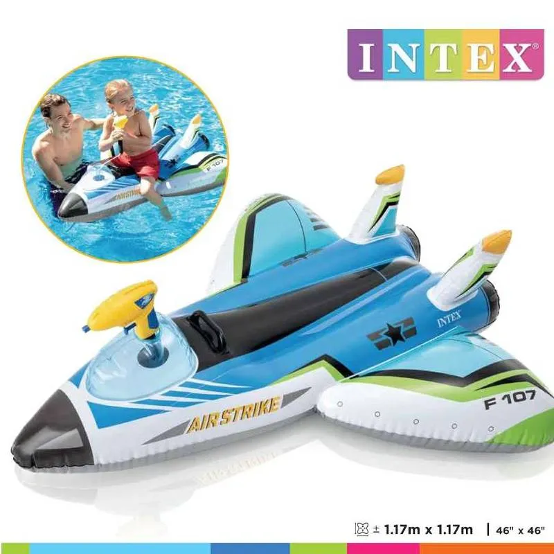[IV57536-B-GO] Véhicules Bouée gonflable avion à pistolet à eau Intex -117 X 117 cm -Bleu