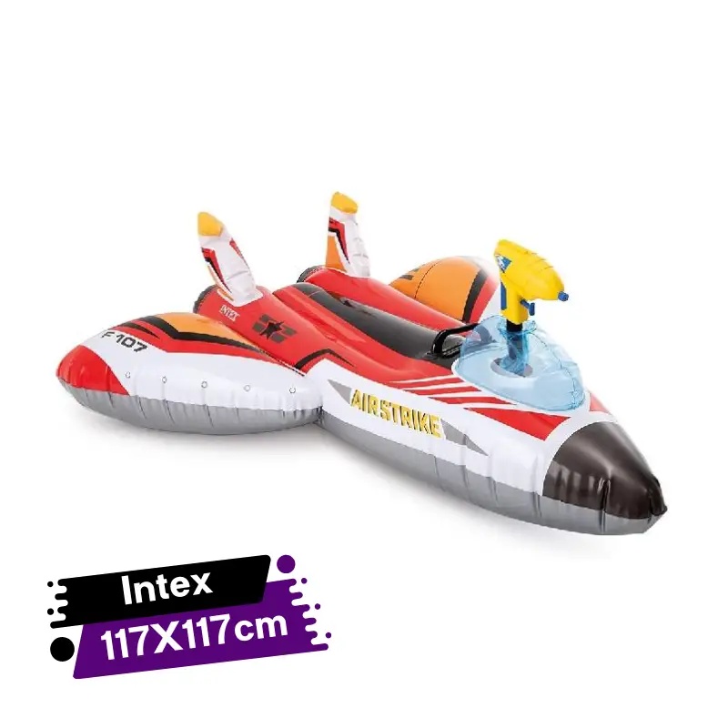 [IV57536-R-GO] Intex Bouée gonflable avion à pistolet à eau -117 X 117cm -Rouge