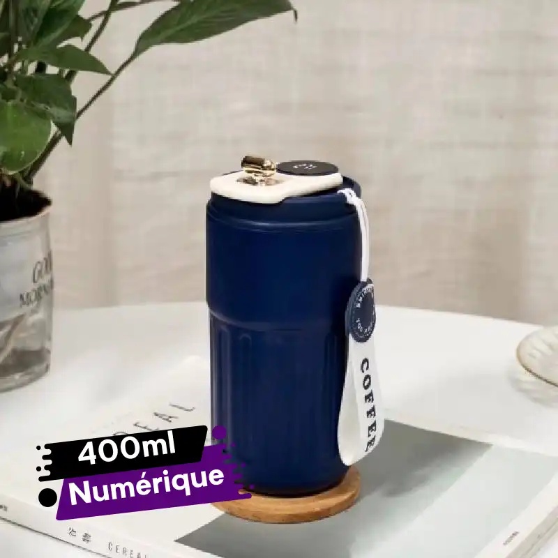 Tasse à Café Numérique avec Affichage de la Température LED, en Acier Inoxydable Bleu