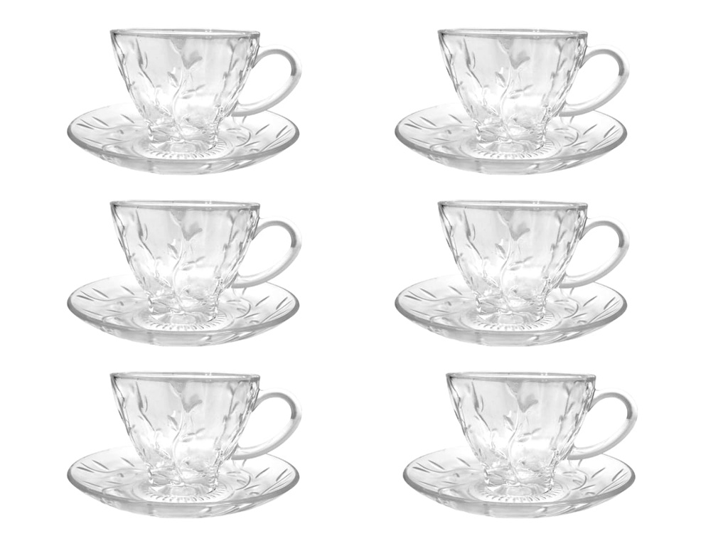 Galaxy Glass Set de Tasse et sous tasse 6 pièces Flower