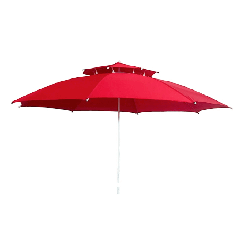 [PCU3597-1GO-Rouge] Parasol De Plage Double Chapeau 2,1 Mètres - En tissue anti UV (Rouge)