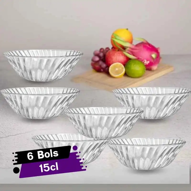 6 Bols En Verre Maya Pour Salade De Fruits-15Cl