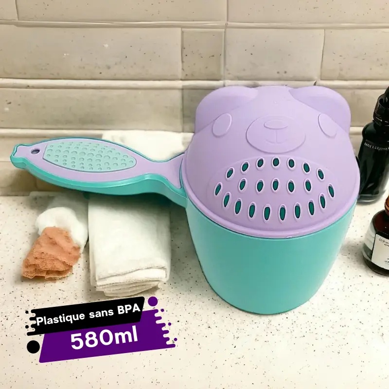 Tasse de Bain pour Bébé Vert avec Couvercle Violet Safari Cook Plast