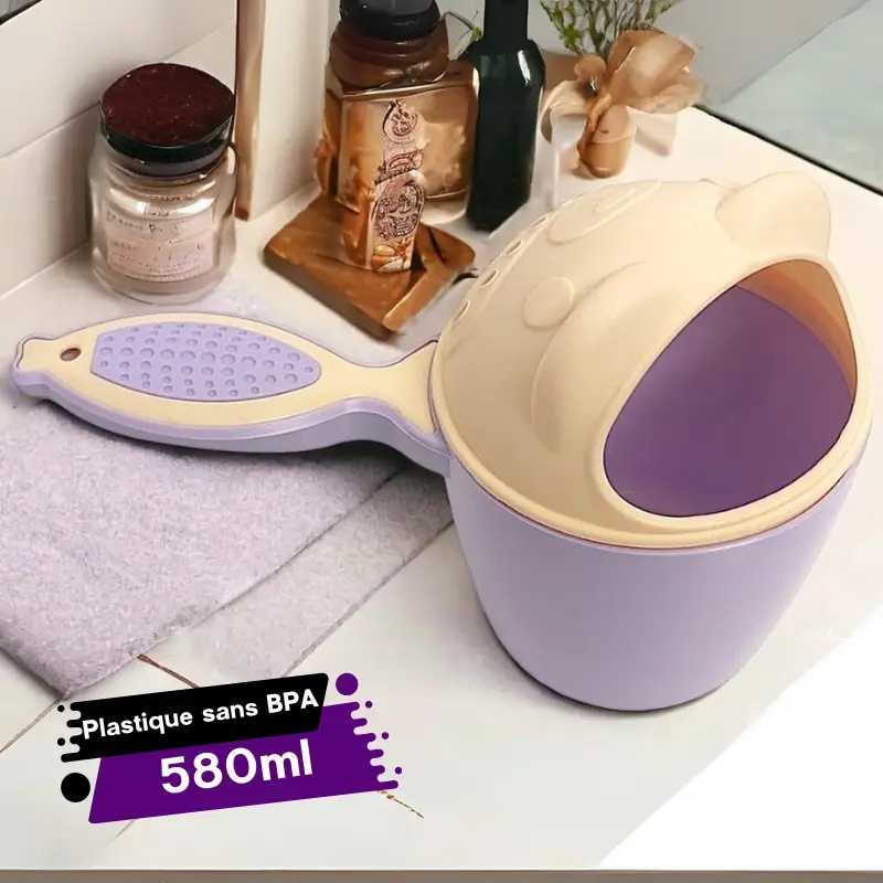 Tasse de Bain pour Bébé Violet avec Couvercle Beige Safari Cook Plast