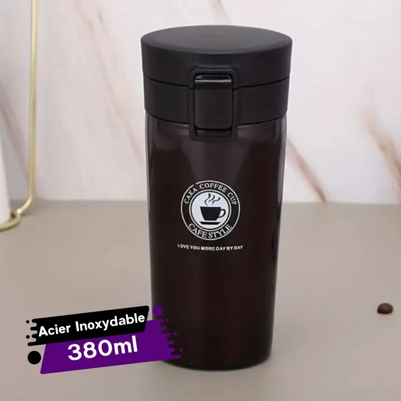 Thermos à Café Isotherme 380 ml en Acier Inoxydable avec Filtre -Marron