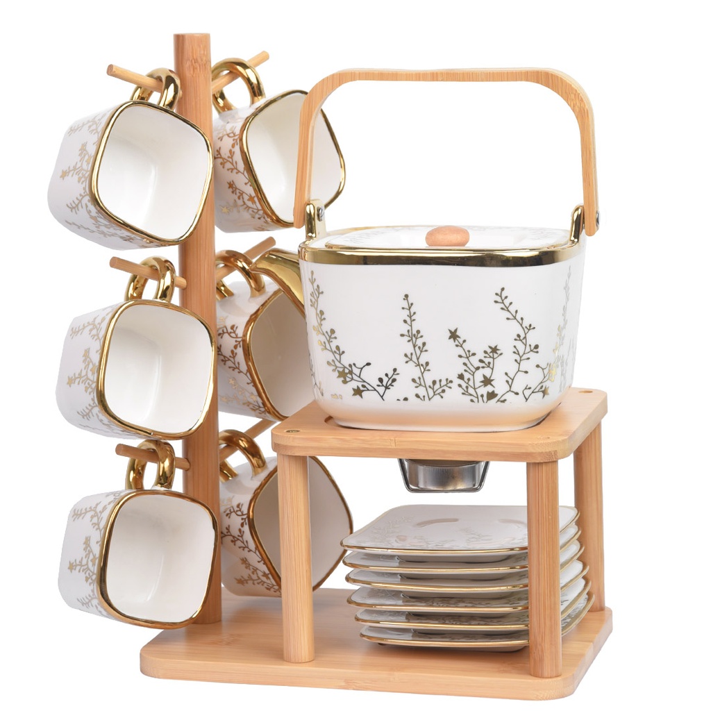 Service a Café En Porcelaine 16 pièces Avec Support