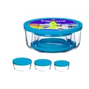 Lot de 3 Boites de Conservation Rondes en Verre Bormioli Rocco – Série Frigoverre