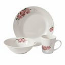 Service à Table 12 Pièces en Porcelaine - Floral Rose