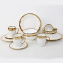 Service de Table 16 Pièces en Porcelaine - Gold Flame