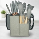 Set d'ustensiles de cuisine 19 pièces en silicone - Gris