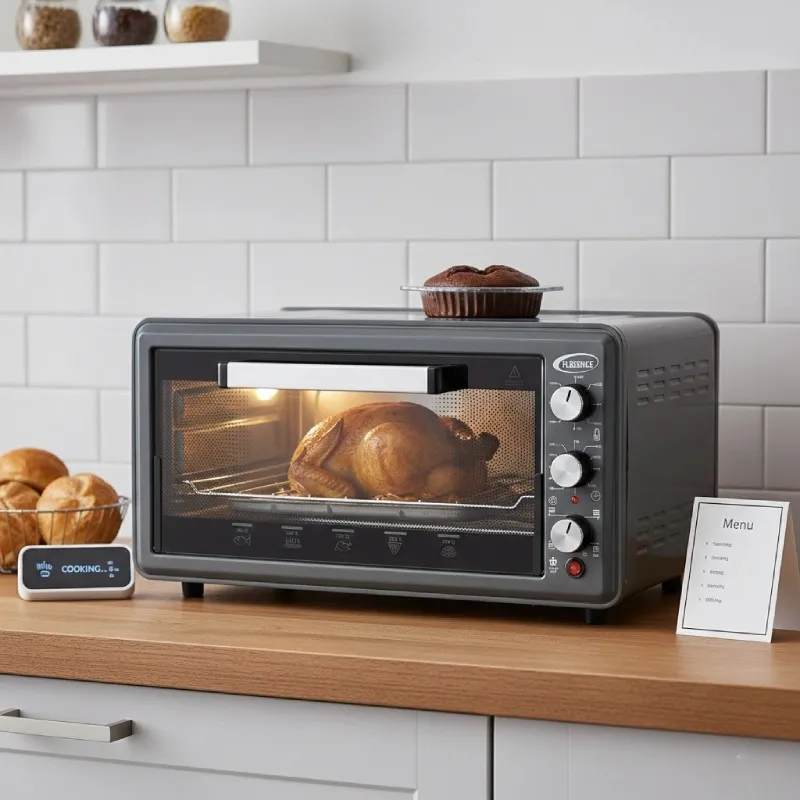 [FH52LT-GO-Gris] Four Électrique Florence 52L 1500W – Avec Tournebroche & Turbo -Gris
