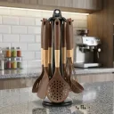 Set d'ustensiles en Bois de cuisine 7 pièces en silicone-Marron