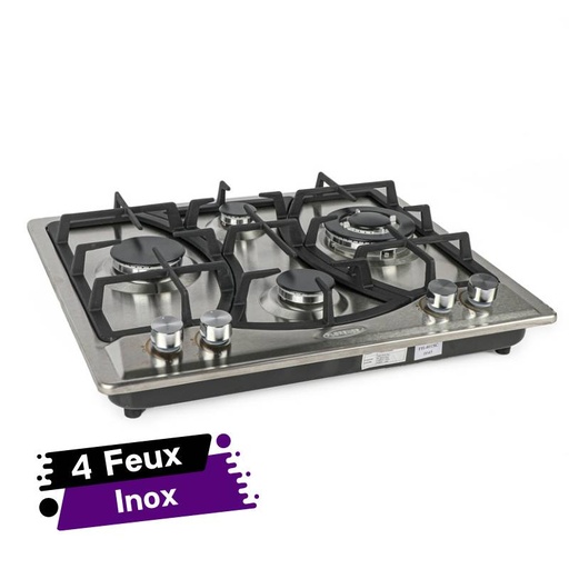 [FH401SCGO] Plaque de Cuisson à Gaz 4 Feux Inox Métal Fonte FLORENCE FH-401SC