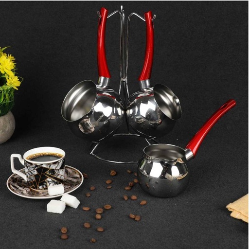 [3CZV057GO] Série De 3 Pots À Café En Inox + Support De Rangement Hascevher