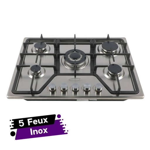 [FH01SC-GO] Plaque De Cuisson À Gaz 5 Feux Inox Avec Fonte Florence