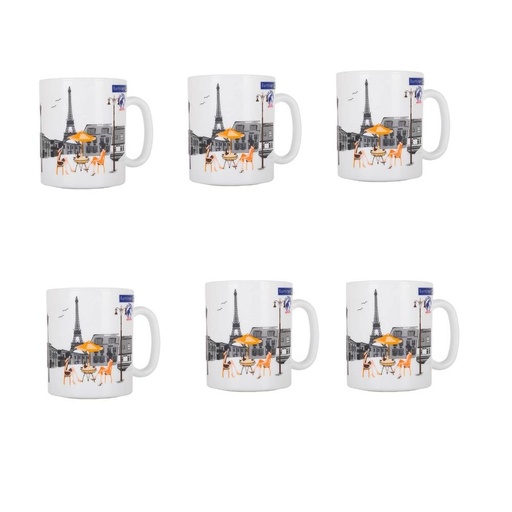 [N1246-GO] Coffret de 6 Mugs Design Tour Eiffel LUMINARC  ESSENCE 32 CL