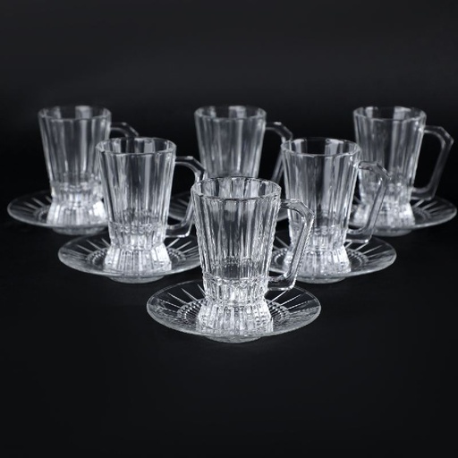 [Q5512-GO] Coffret De 6 Verres À Thé Et Sous Tasse LUMINARC  8.5 CL