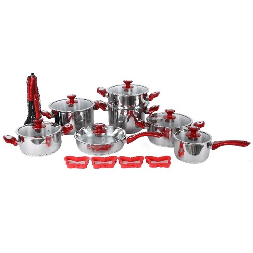 [HAS23PGO] Ensemble De Batteries De Cuisine Inox 23 Pièces Papatya Haschever  18/10