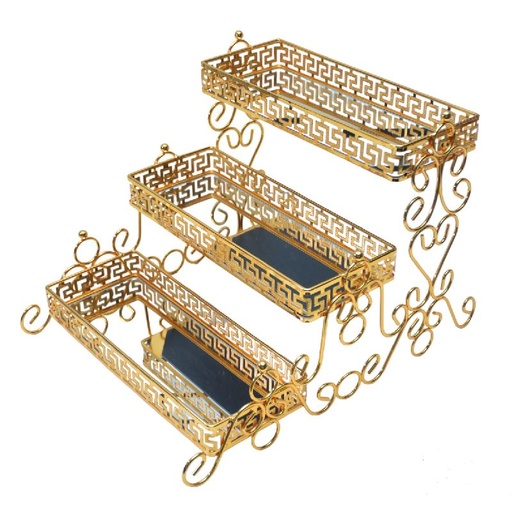 [SP1GO] Support Présentoir 3 Étages Doré 48 X 35.5 X 32 Cm