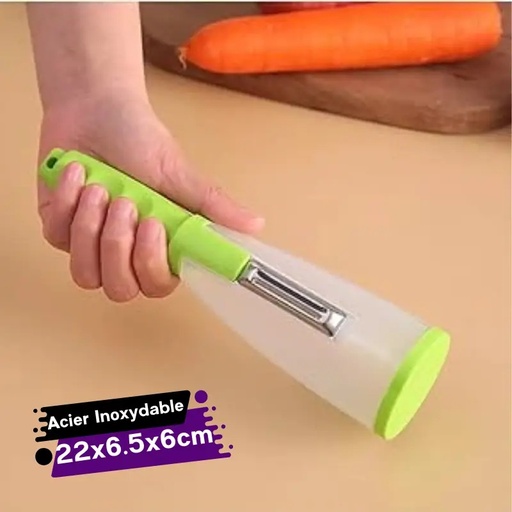 [SM311-47GO] Couteau à  Éplucher en Acier Inoxydable, avec Boîte de Rangement -Vert