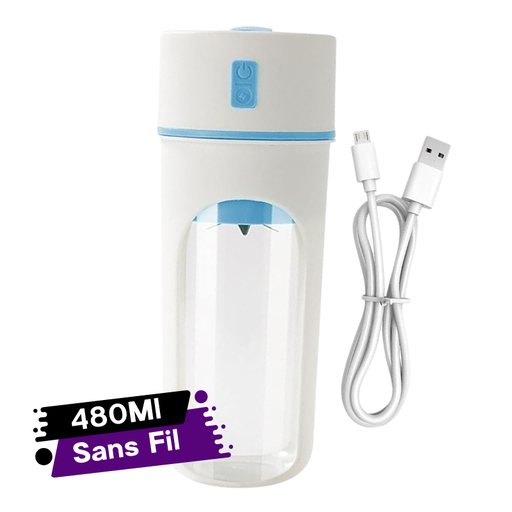 [SMK311-303GO] Mini Blender Mixeur Portable Rechargeable Forme Bouteille 480Ml bleu ciel