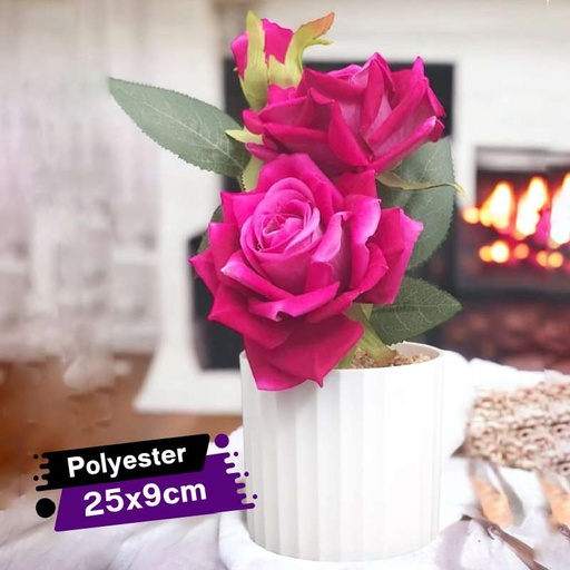 [SMK311-73GO] Pot Décoratif de Fleurs Artificielles Rose