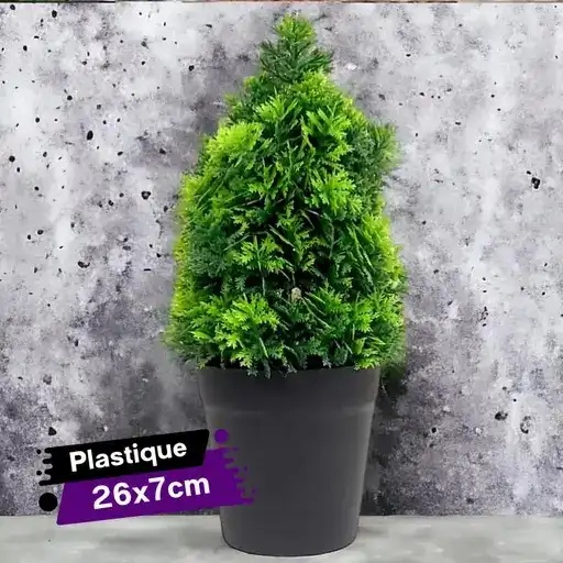 [SMK311-8GO] Plante Décorative Artificielle À Petites Feuilles en Pot Noir