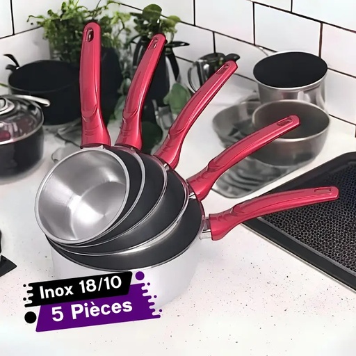 [CLI5P-GO] Set 5  Pièces Casseroles LAGOCINA Inox - 18/10