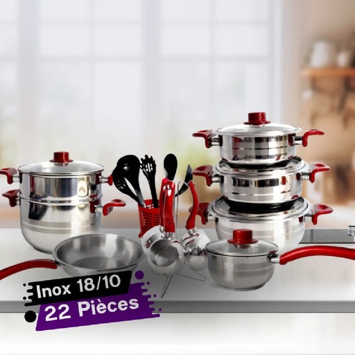 [SRC22GO] Ensemble De Batteries De Cuisine Royal COOK 22 Pièces Inox 18/10