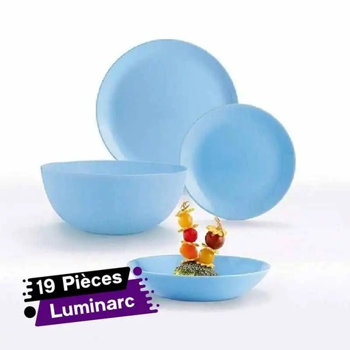 [SVLD-GO] Service  à Table Luminarc Diwali - 19 Pièces - Bleu Clair